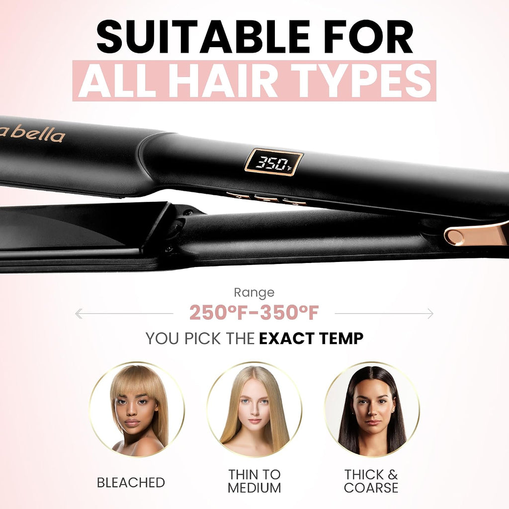 ELLA BELLA® Plancha Alisadora de Cerámica para Cabello \u2022 Planc...