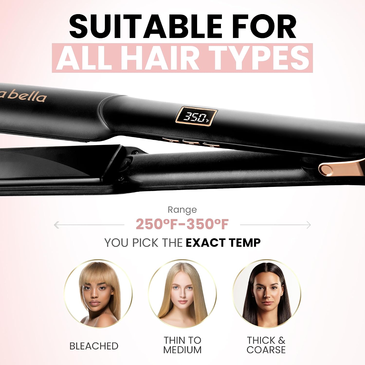ELLA BELLA® Plancha Alisadora de Cerámica para Cabello \u2022 Planc...
