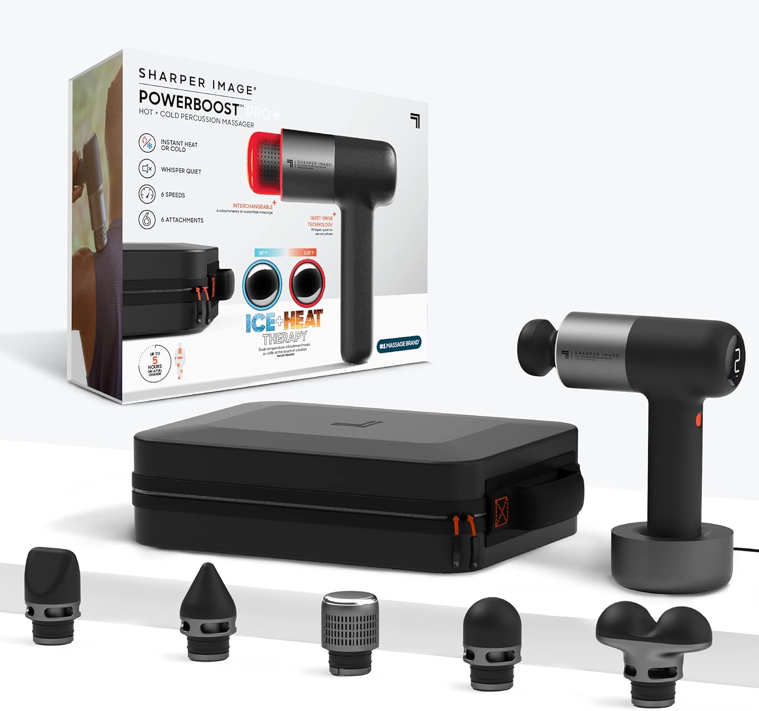 Sharper Image Pistola de masaje de tejido profundo con percusión, m...