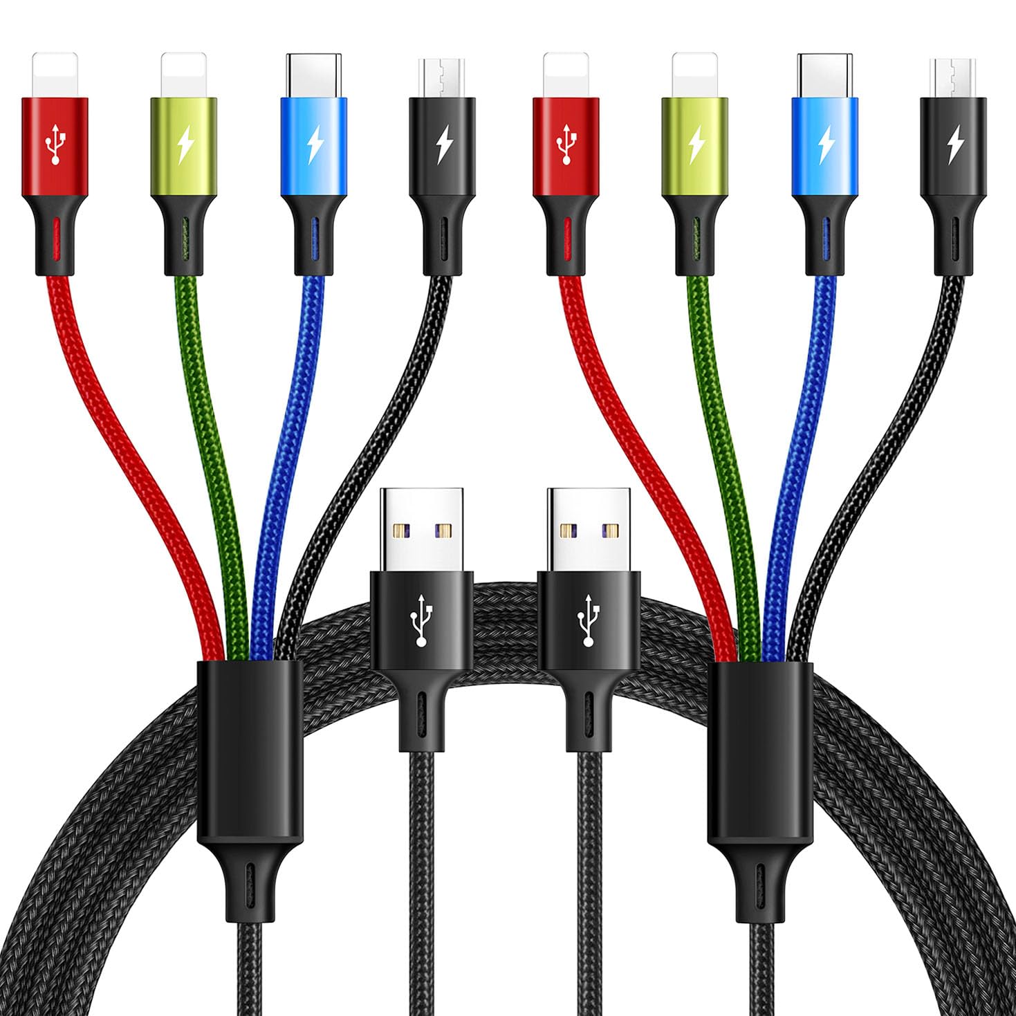 Cable de carga múltiple 3.5A Cable de cargador múltiple trenzado 4...