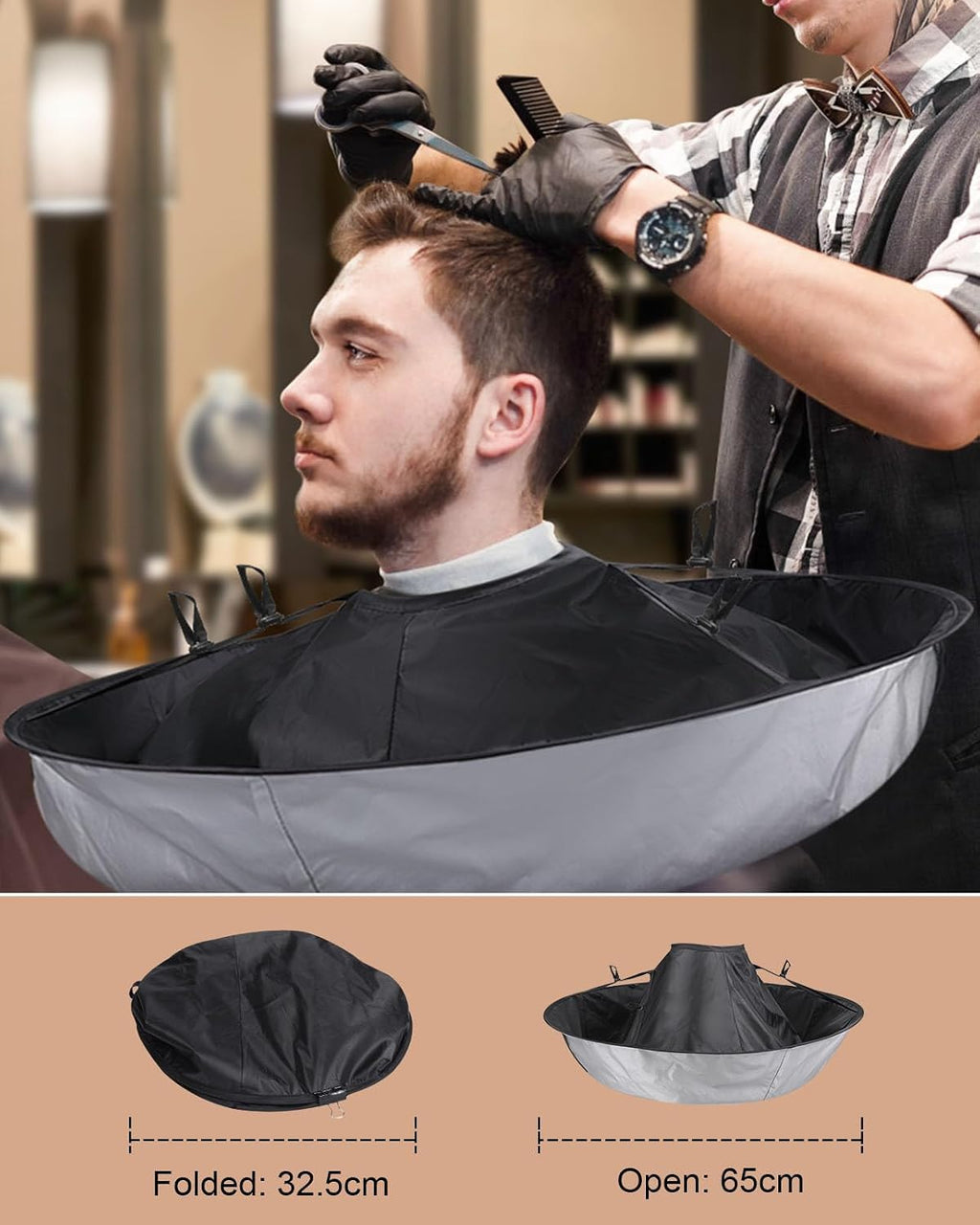 Capa de corte de pelo Lictin Negra - Capa de corte de pelo con para...