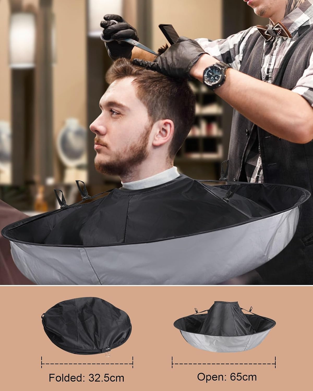 Capa de corte de pelo Lictin Negra - Capa de corte de pelo con para...
