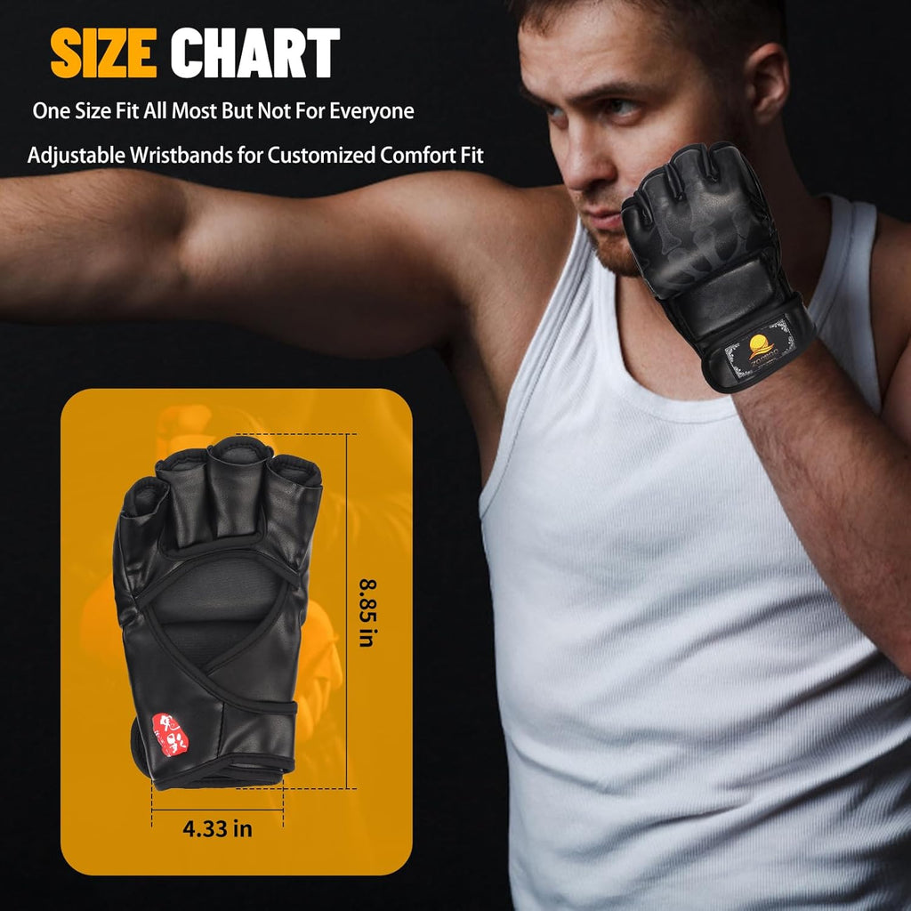 ZooBoo Guantes de MMA, guantes de boxeo de medio dedo, mitones de M...