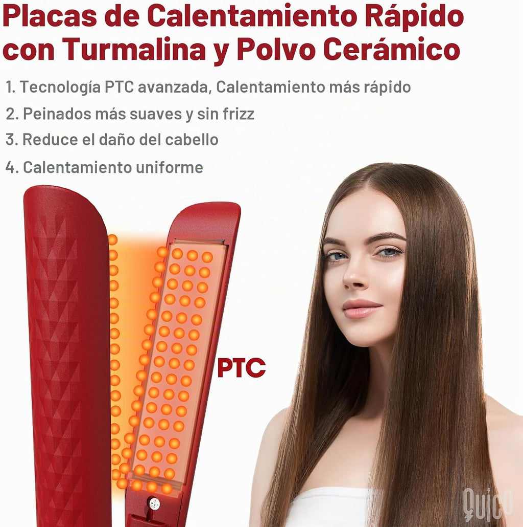 Quico Plancha para el cabello, alisadora de cabello de viaje global...