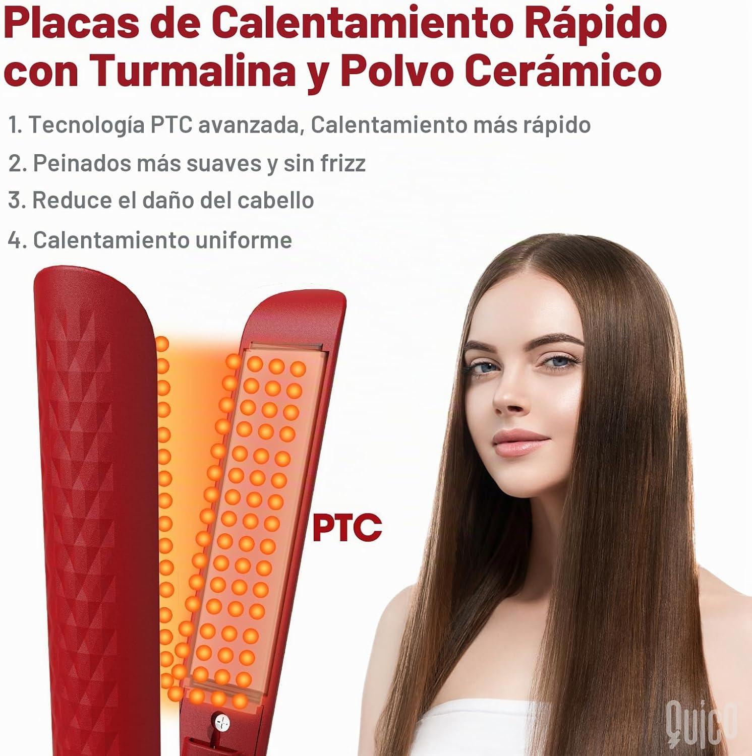 Quico Plancha para el cabello, alisadora de cabello de viaje global...