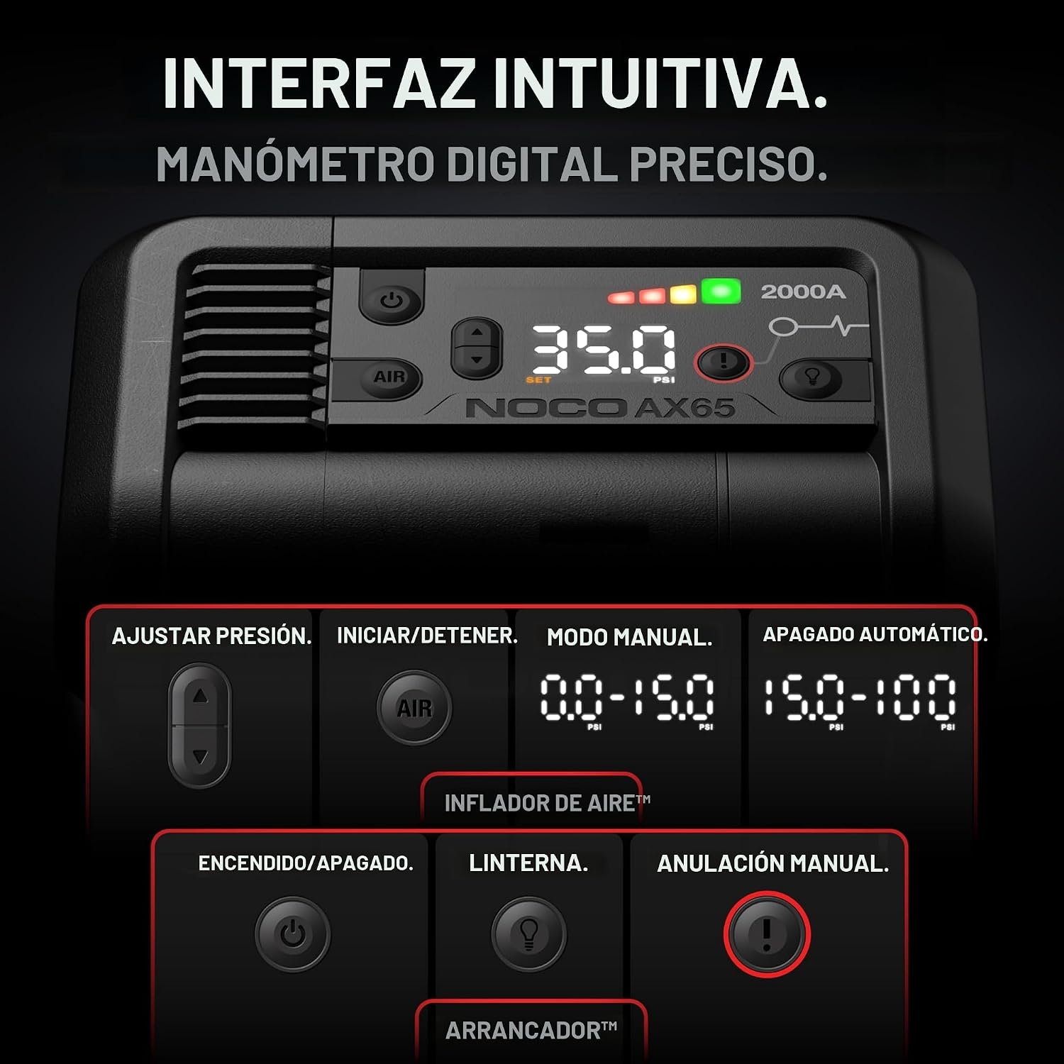 NOCO Boost+Air AX65: Arrancador de 2000A con compresor de aire e in...