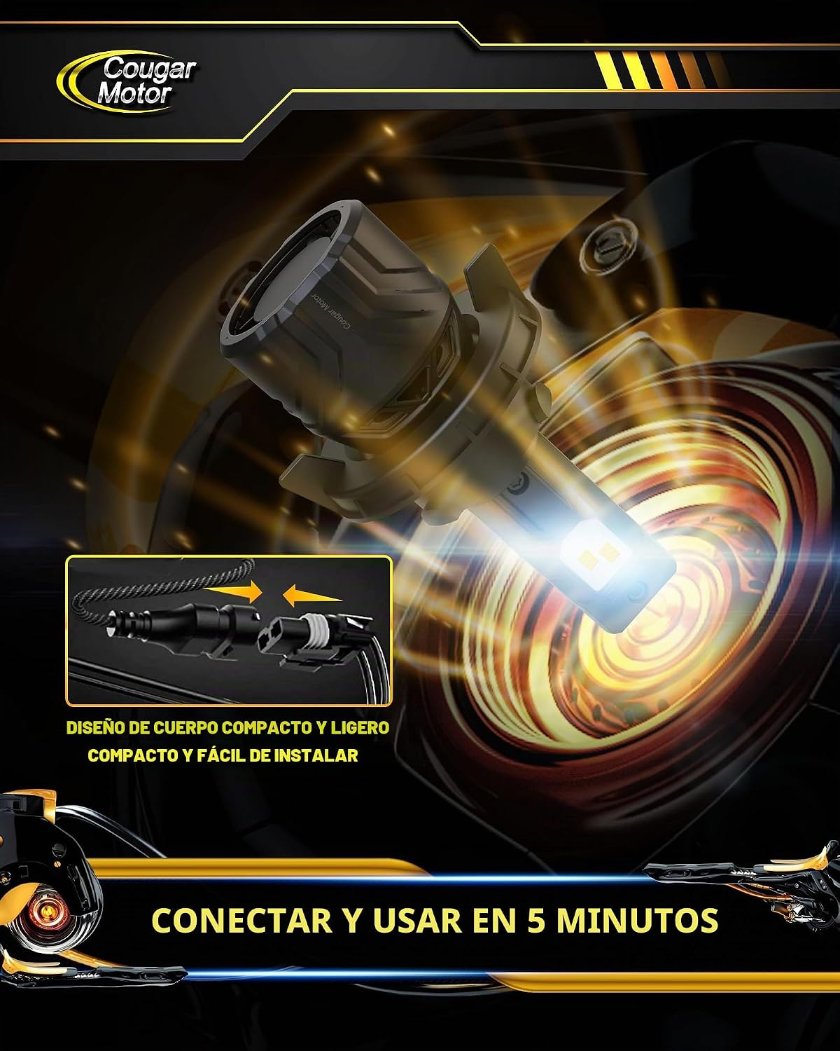 Cougar Motor Bombillas H13, Luces Antiniebla 9008 6500K Blanco Sin...