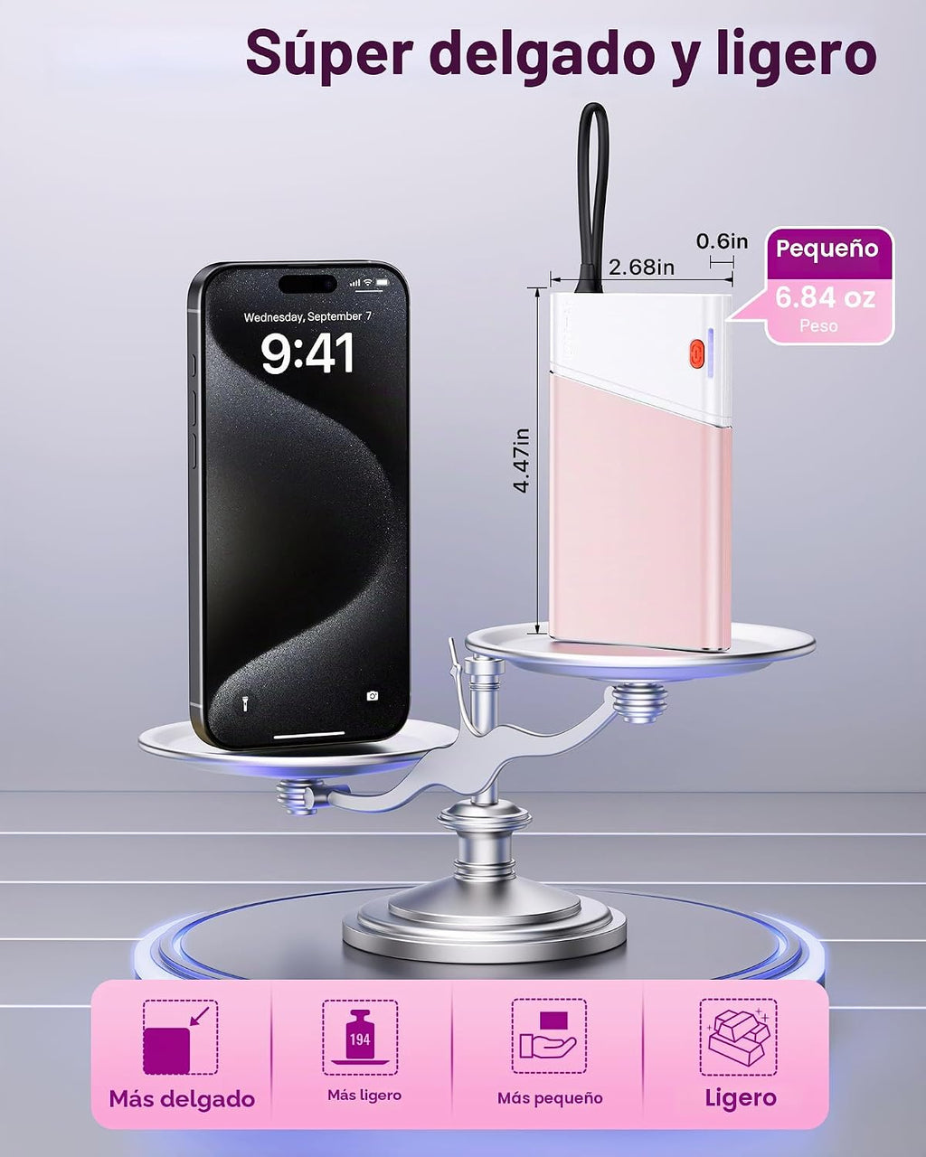 Aaoyun Cargador Portátil Power Bank, Powerbank de Carga Súper Rápid...