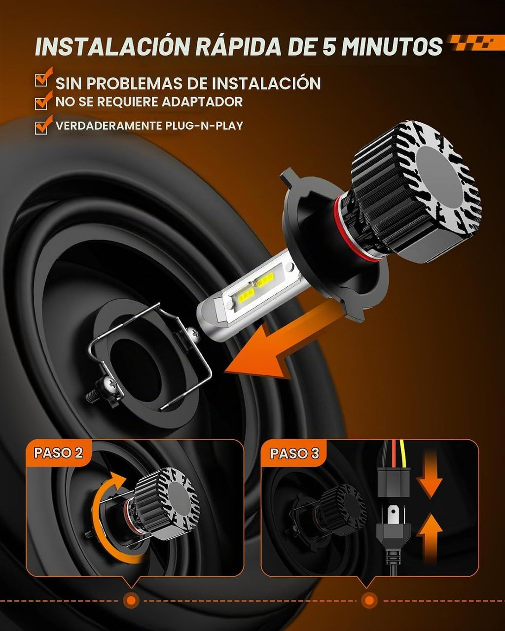 SEALIGHT Bombillas LED antiniebla 9007\/HB5, 8 bombillas de uso tod...