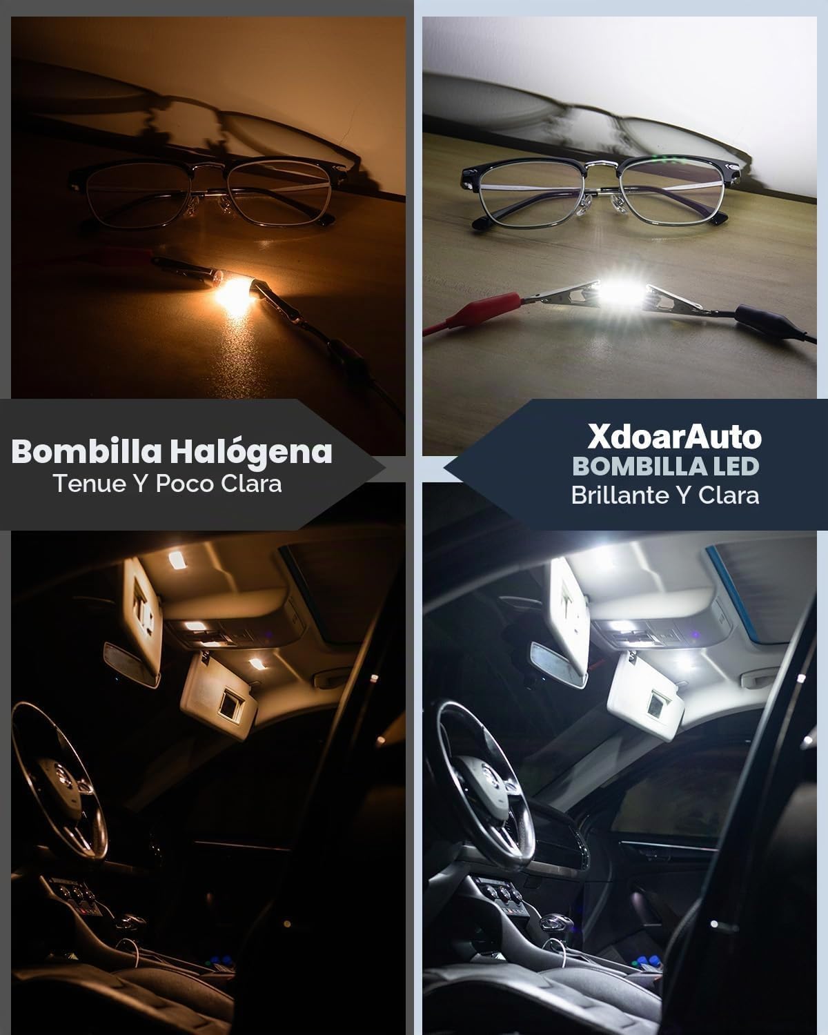 Xdoar Kit de 42 luces LED mejoradas para interiores de automóvil, m...