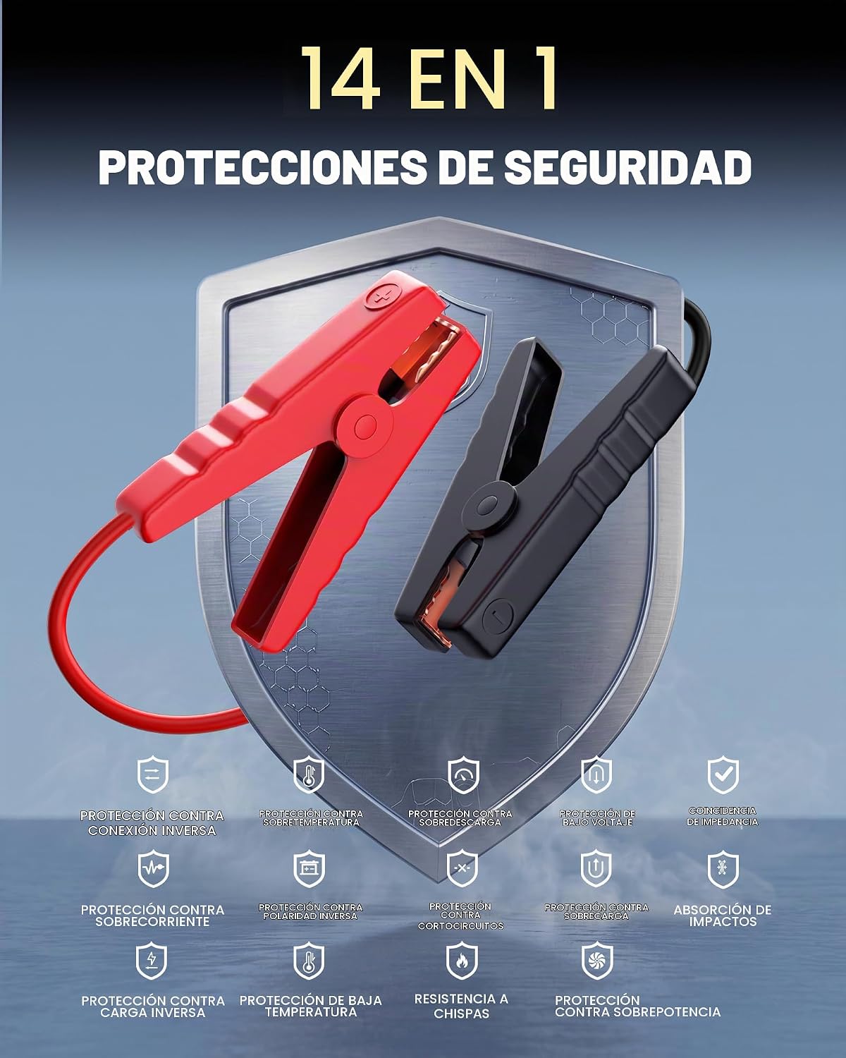 Arrancador auxiliar 7000A con compresor de aire Arrancador de puent...