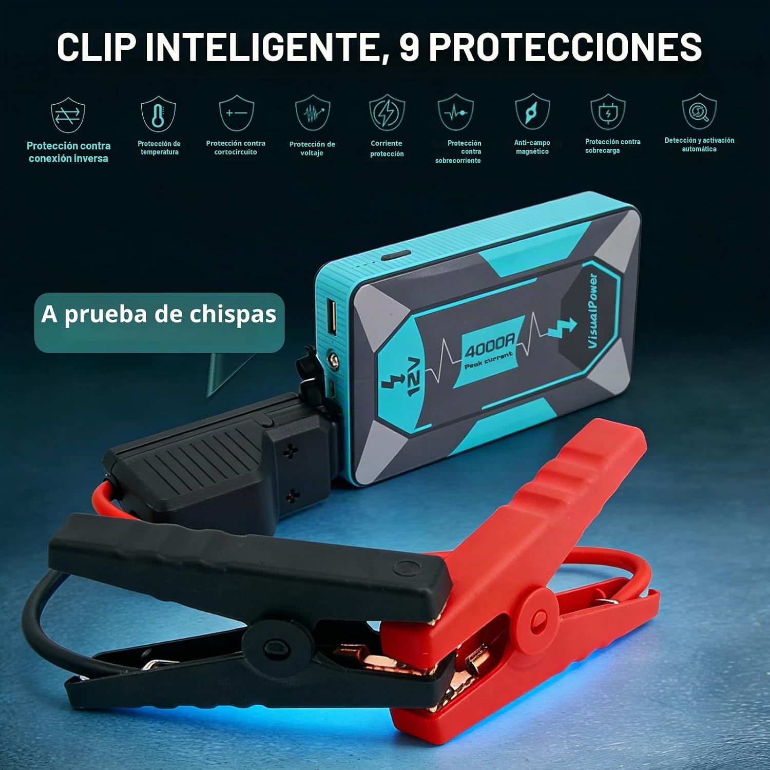 VisualPower Arrancador portátil, arranque de motocicleta de pico de...