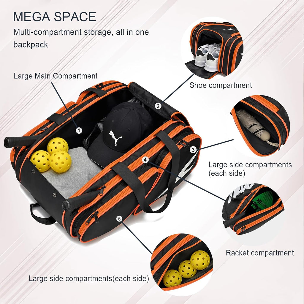 TILDOSAC Bolsa de pickleball \u2013 Bolsa grande de paleta para 4 p...