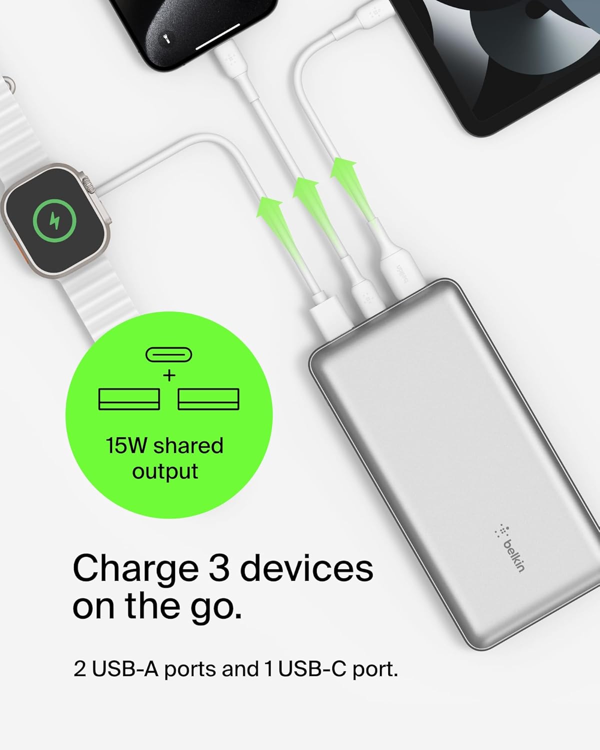 Belkin Cargador portátil, cargador de batería USB-C de 20000 mAh co...