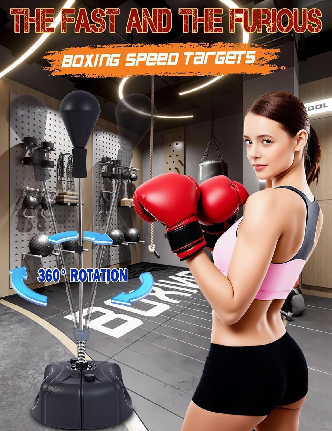 Saco de boxeo con soporte, bolsa de boxeo para adultos, altura ajus...