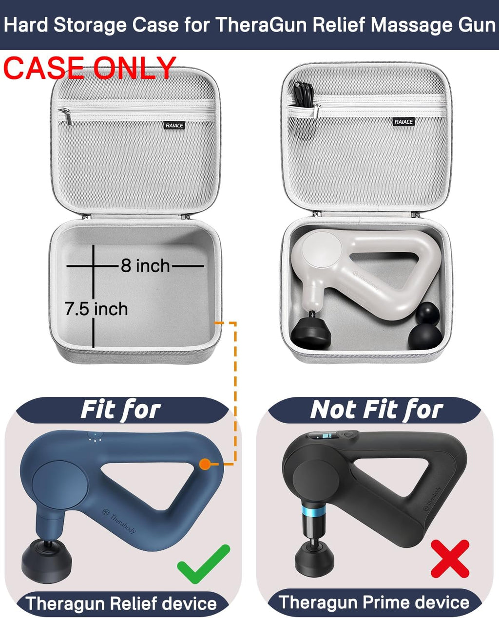 RAIACE Funda para pistola de masaje, funda rígida de almacenamiento...