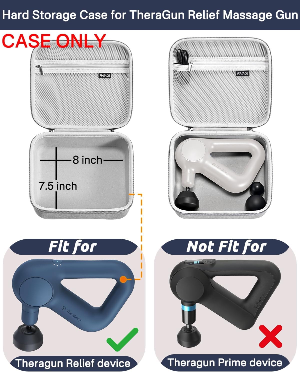 RAIACE Funda para pistola de masaje, funda rígida de almacenamiento...