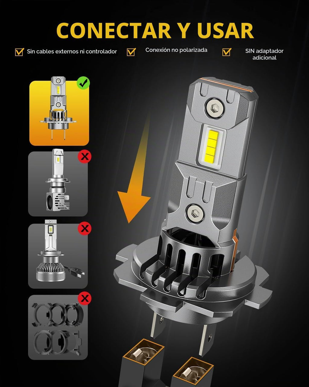 Termitor Bombillas LED H7, 15X (1500%) más brillantes 110,000LM de...