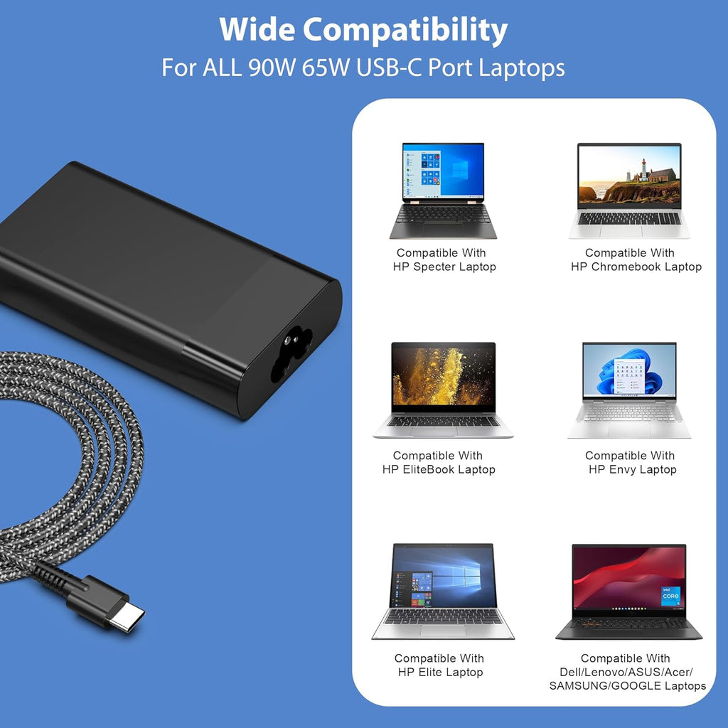 QIOUZW Adaptador de corriente de cargador USB C de 90 W y 65 W para...