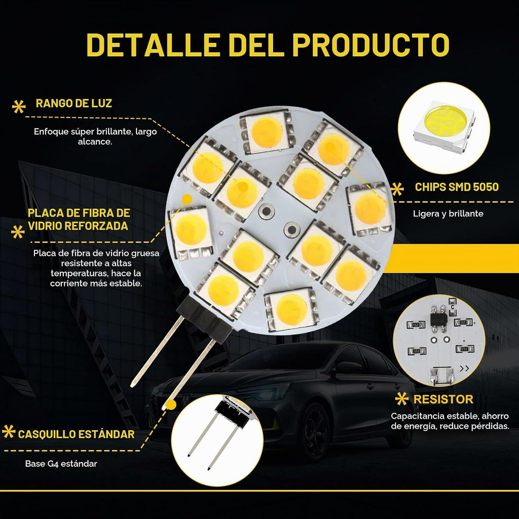 YM E-Bright G4 blanco cálido redondo 5050 12SMD Marine RV Reading C...
