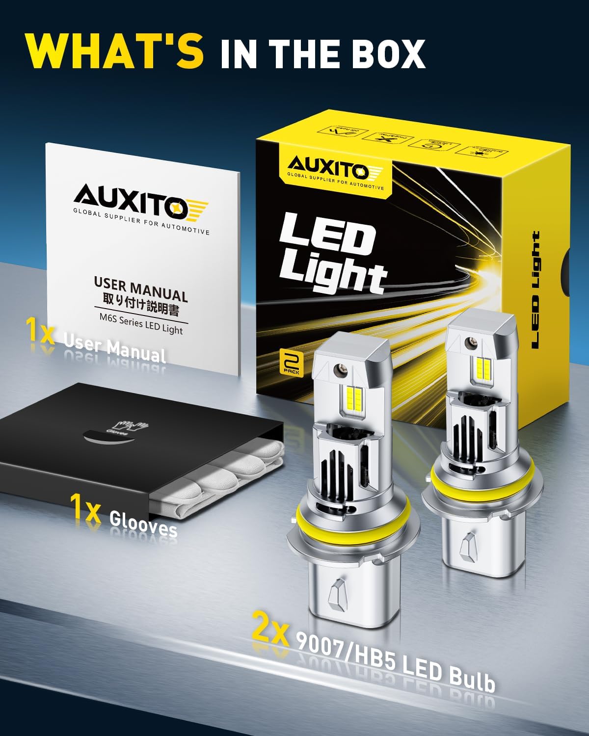 AUXITO Bombillas 9007 HB5, 80000LM 6500K blanco frío, súper brillan...