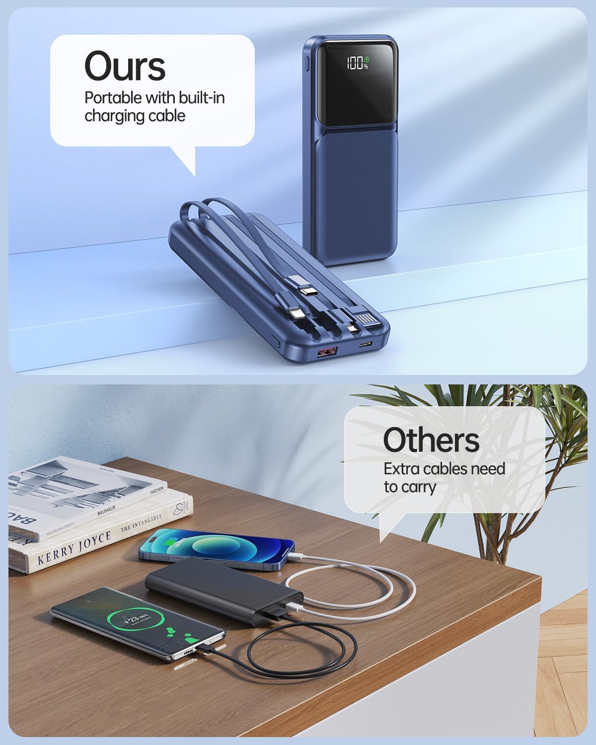 RONEGN Cargador Portátil con Cable Integrado 10000mAh USB C Banco d...