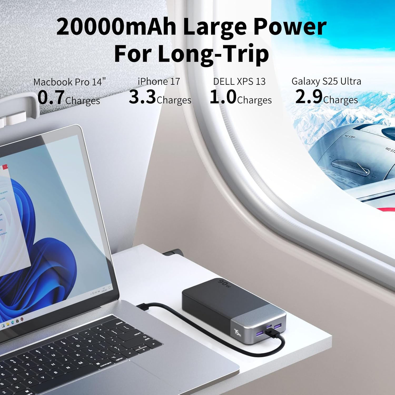 NOBIS Banco de energía de 90 W, 20,000 mAh, cargador portátil para...