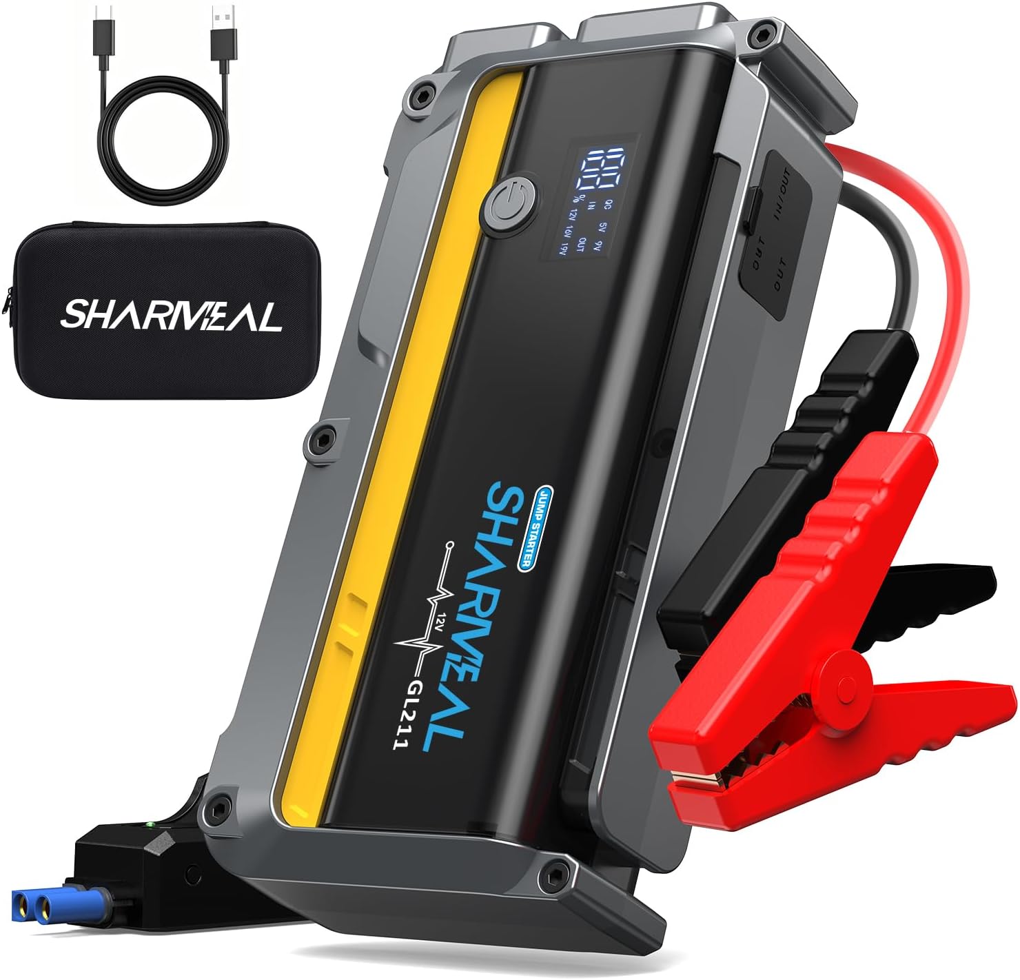 Sharmeal Arrancador de batería de 6000 A, portátil (todo gasolina\/...