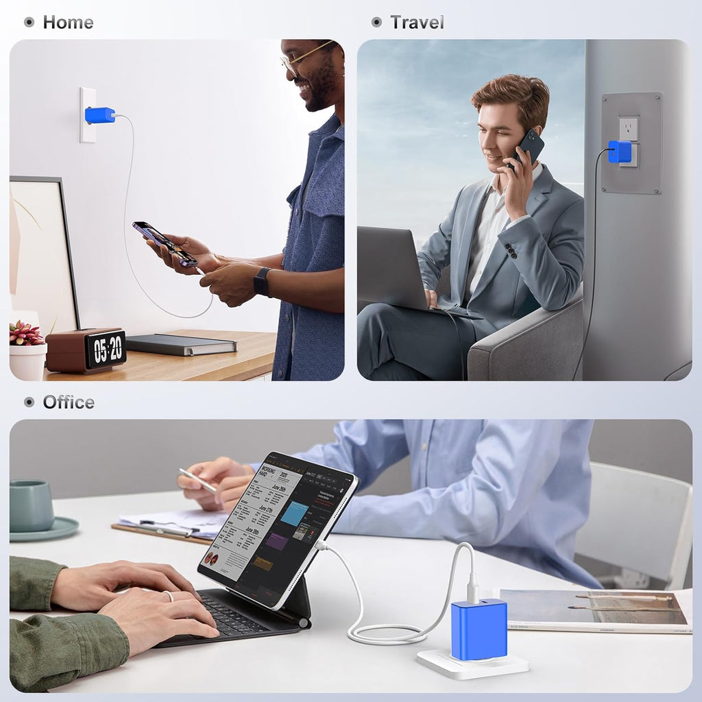 Susnwere Bloque de cargador USB C dual de 40 W, adaptador de corrie...