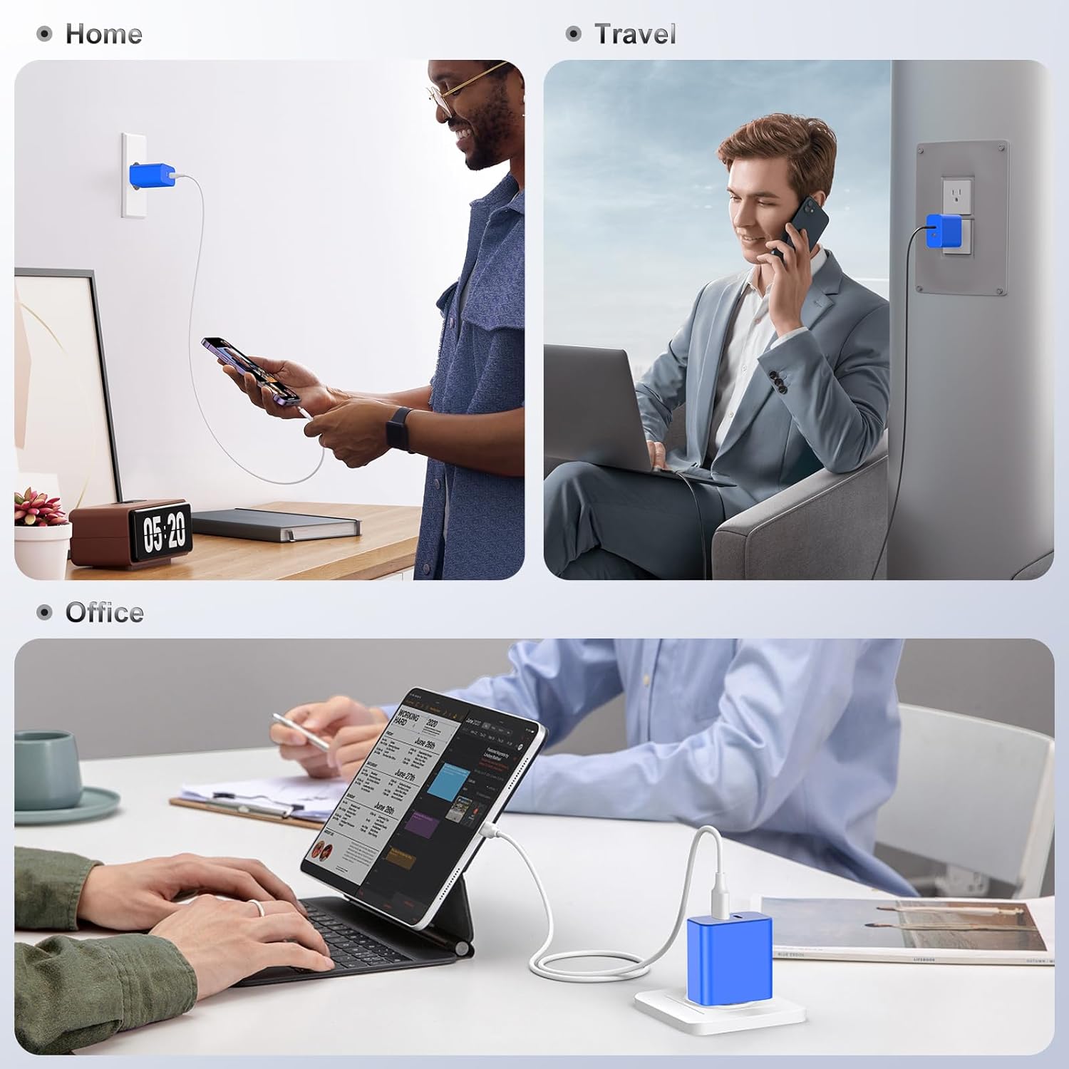Susnwere Bloque de cargador USB C dual de 40 W, adaptador de corrie...