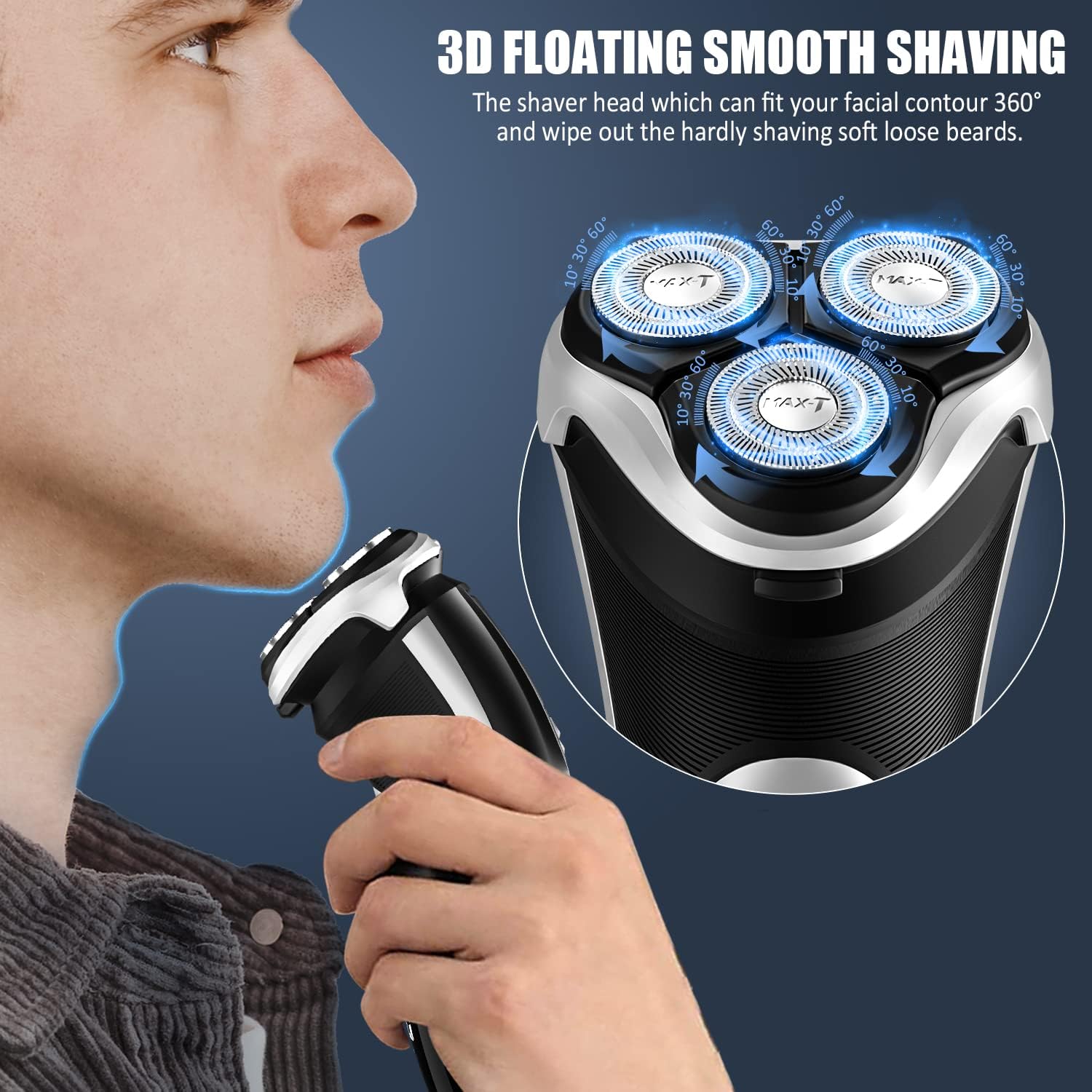 Afeitadora eléctrica para hombres - MAX-T Recargable con cable y si...