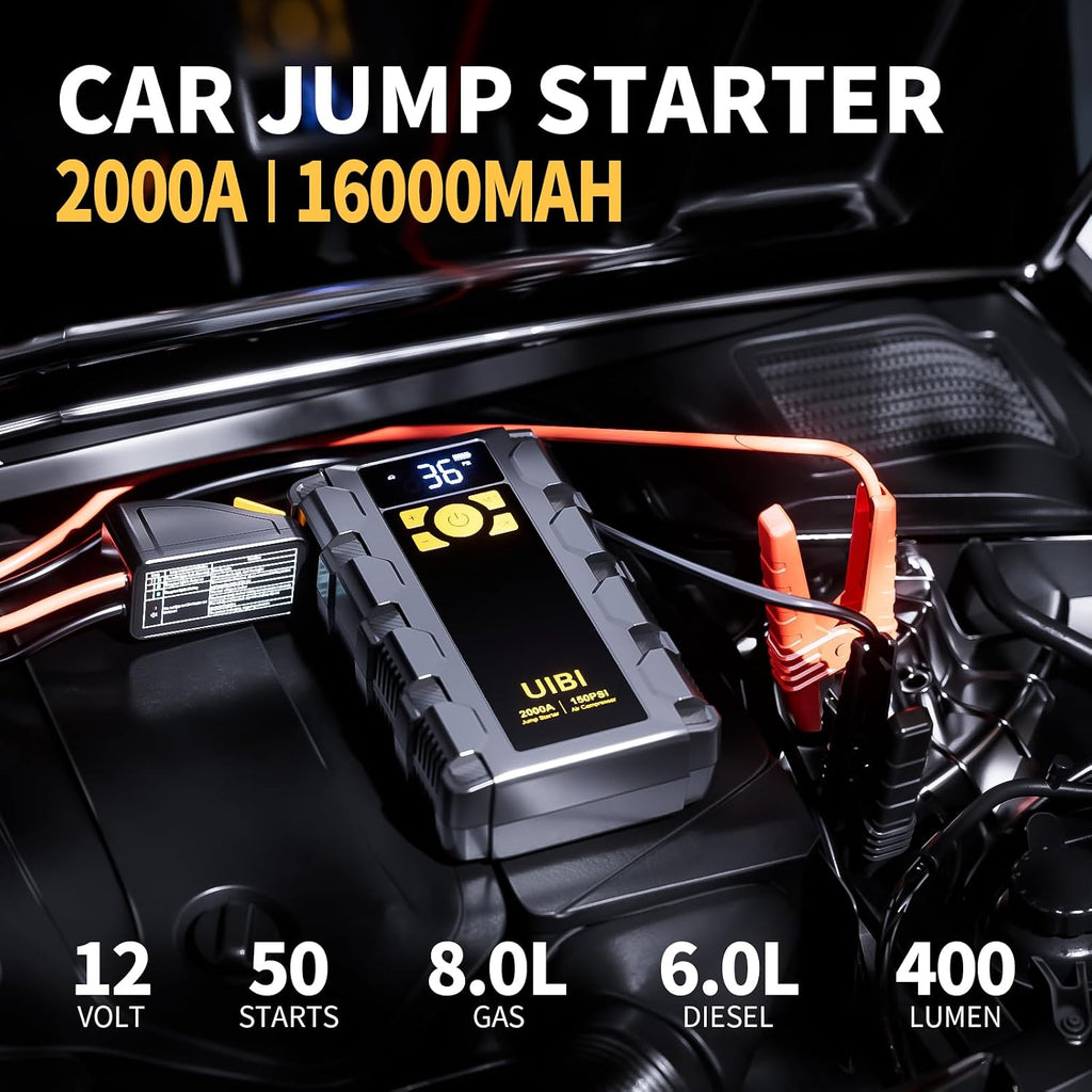 UIBI X5 Arrancador de batería para automóvil con compresor de aire,...