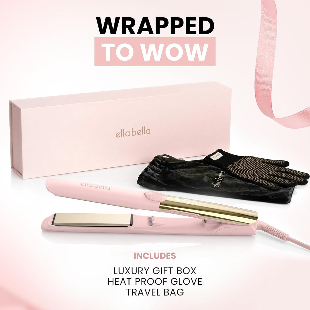 ELLA BELLA® Plancha de titanio para el cabello (con infrarrojos) \u...