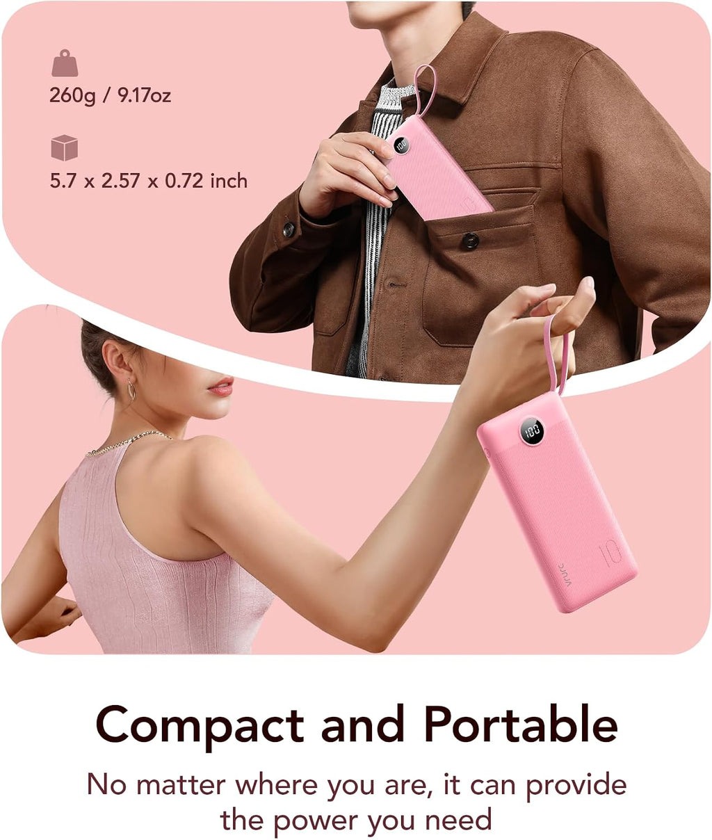 VRURC Cargador de teléfono portátil, cargador portátil de viaje con...