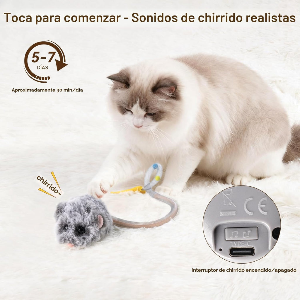 Migipaws MigiMouse - Juguete interactivo para gatos con giro de 360...
