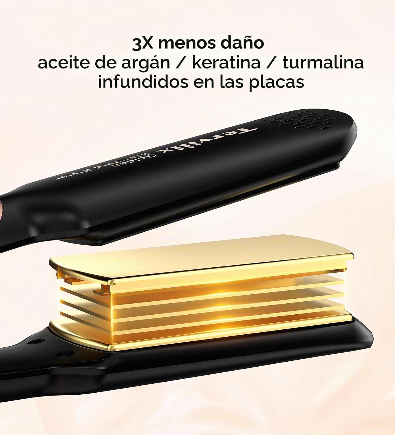 Plancha Alisadora de Pelo Plana de Terviiix - Cerámica y Turmalina...