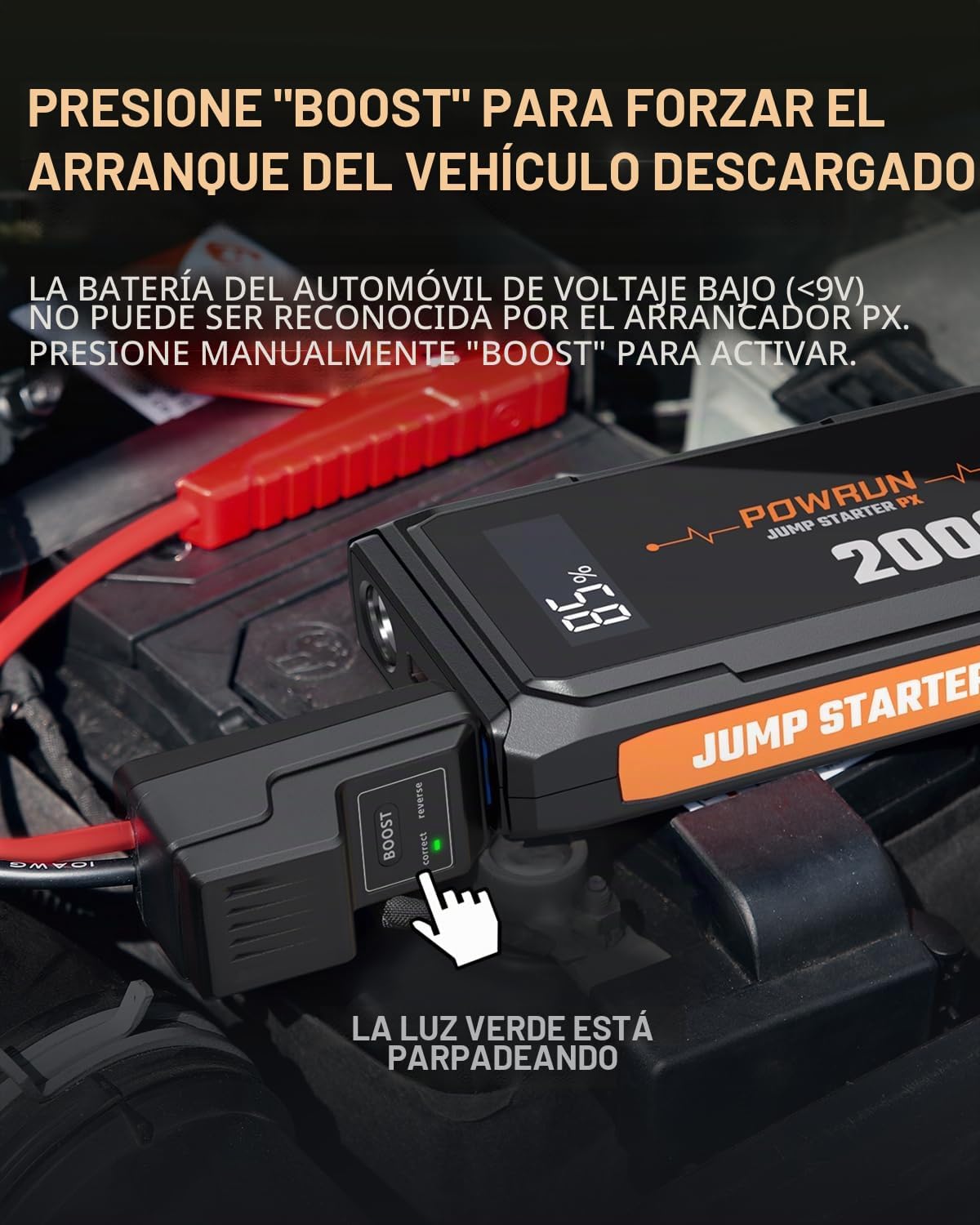 Powrun P-X Arrancador de Salto, Caja de Salto Portátil de 2000A - P...