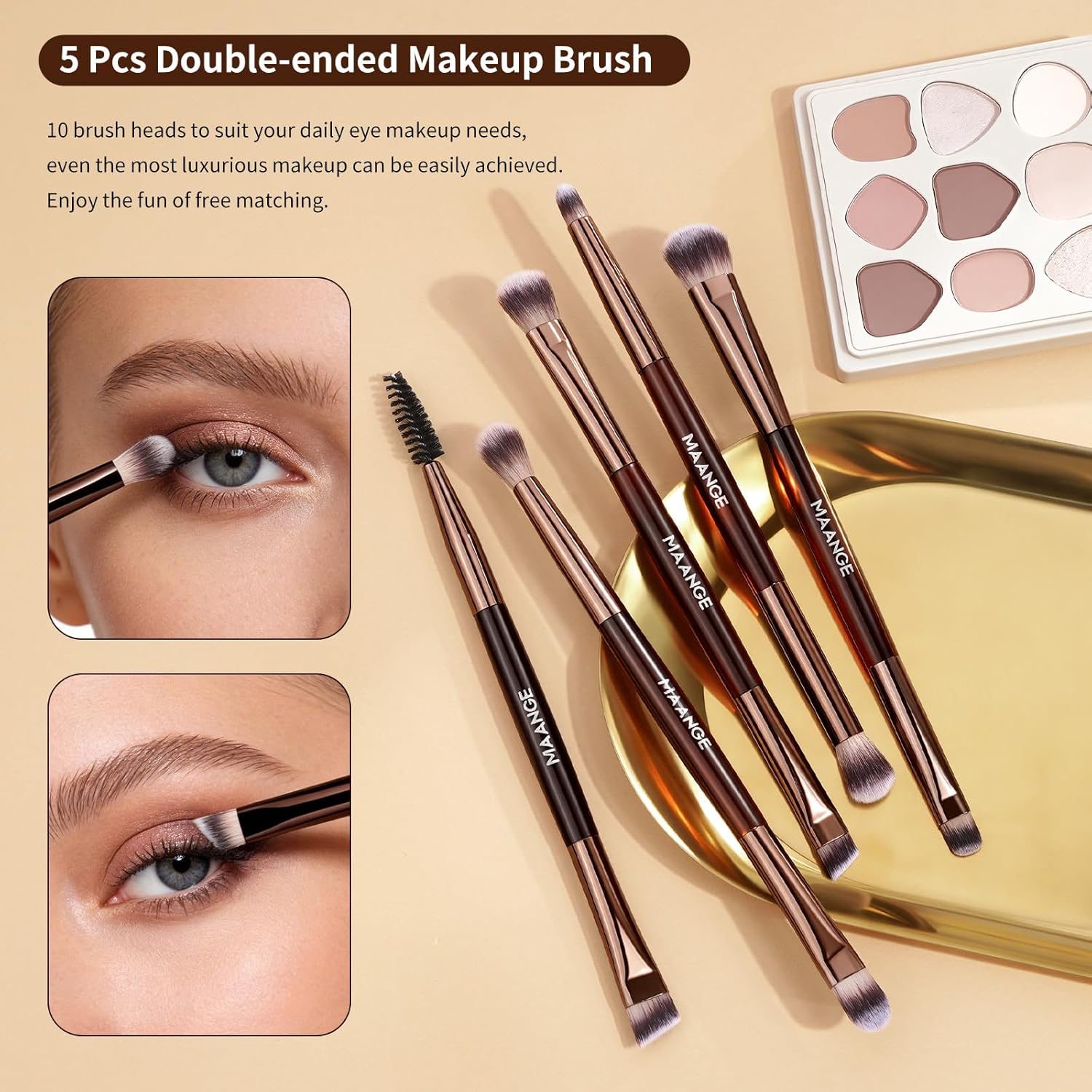 MAANGE Juego de 7 pinceles para maquillaje con bolsa, brochas de ma...