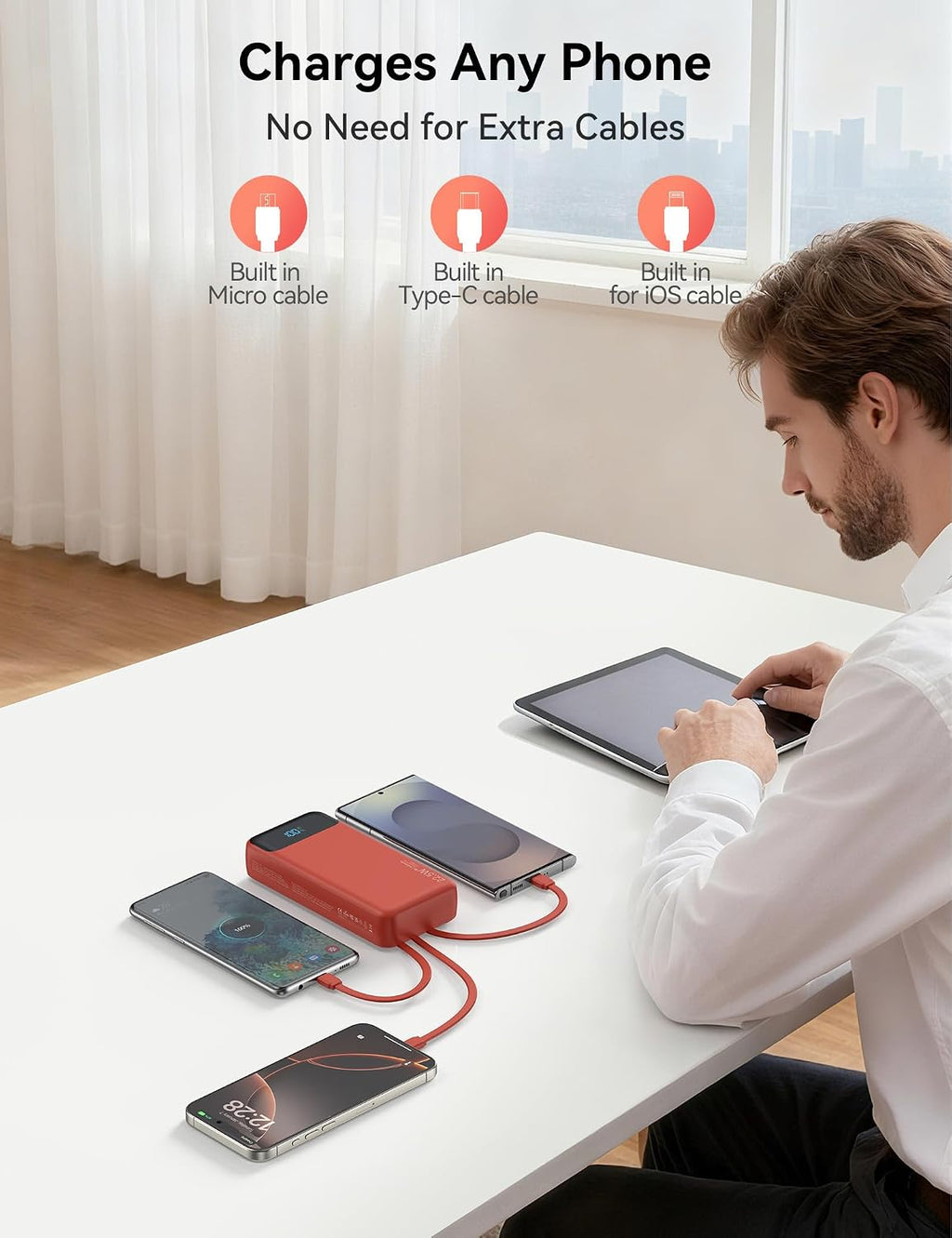 Cargador portátil, 20000 mAh 22.5 W, cargador de energía de carga r...