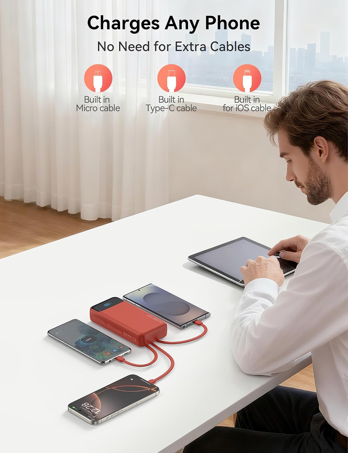 Cargador portátil, 20000 mAh 22.5 W, cargador de energía de carga r...
