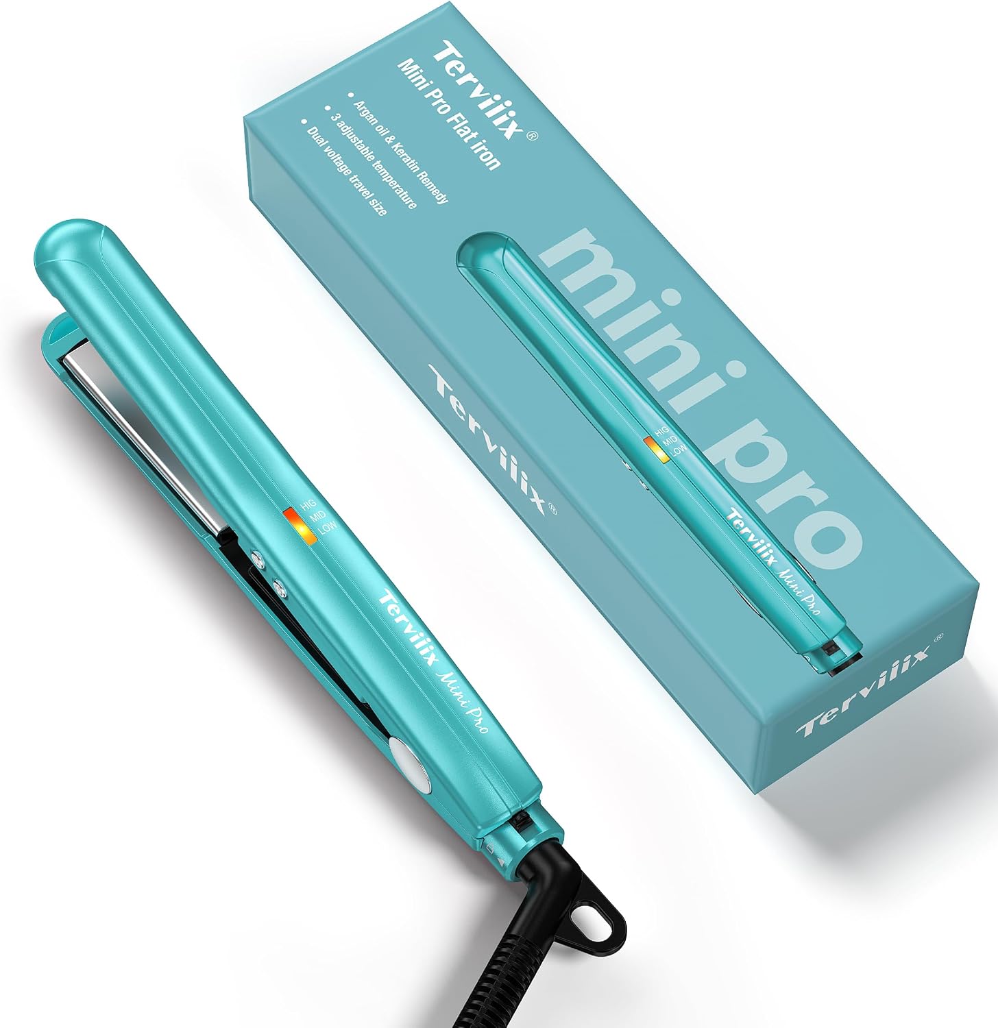 Terviiix Mini plancha plana, alisadora de pelo de viaje de doble vo...