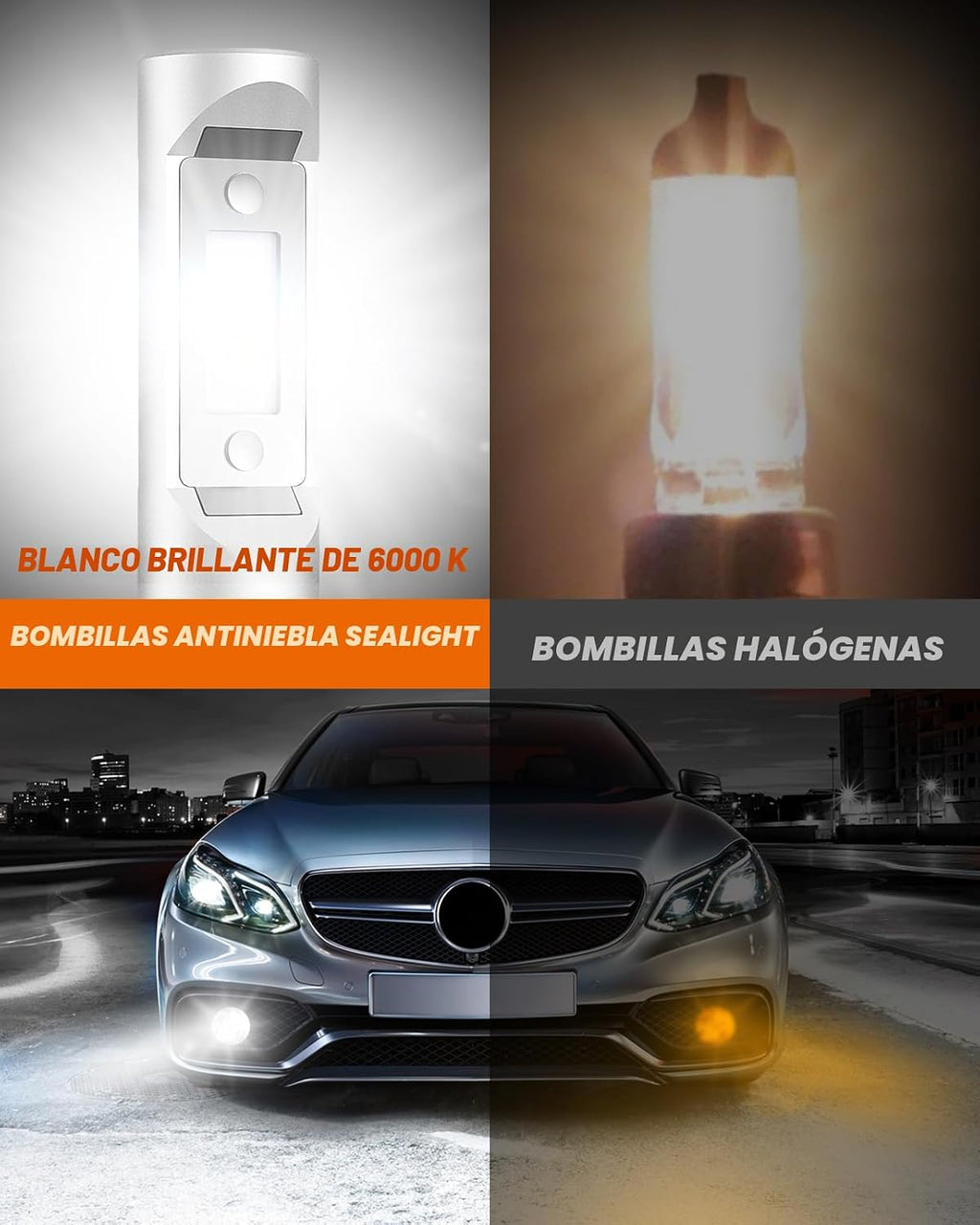 SEALIGHT Bombillas LED antiniebla 9007\/HB5, 8 bombillas de uso tod...