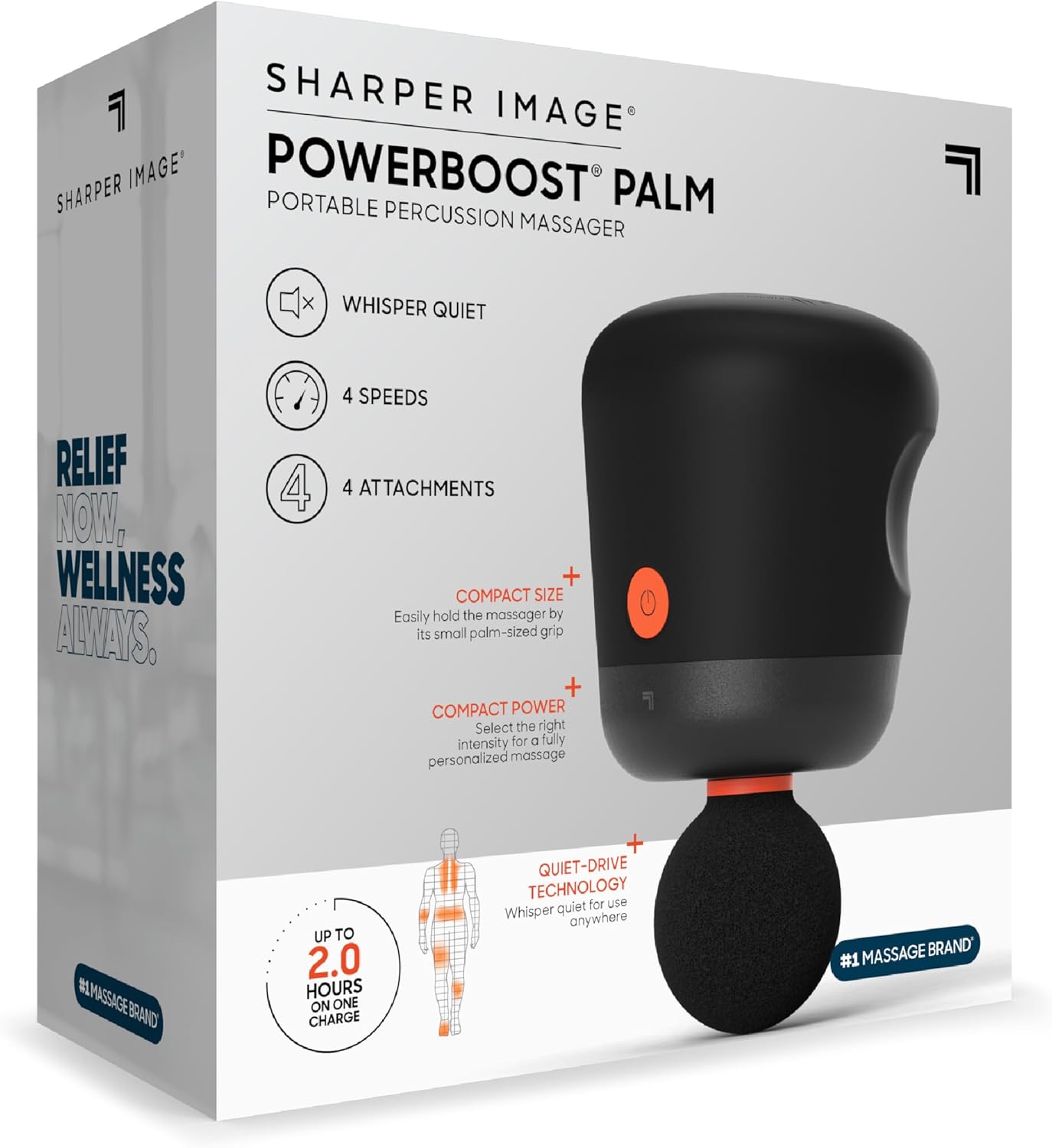 Sharper Image Mini Pistola de Masaje, Powerboost Palm Masajeador de...