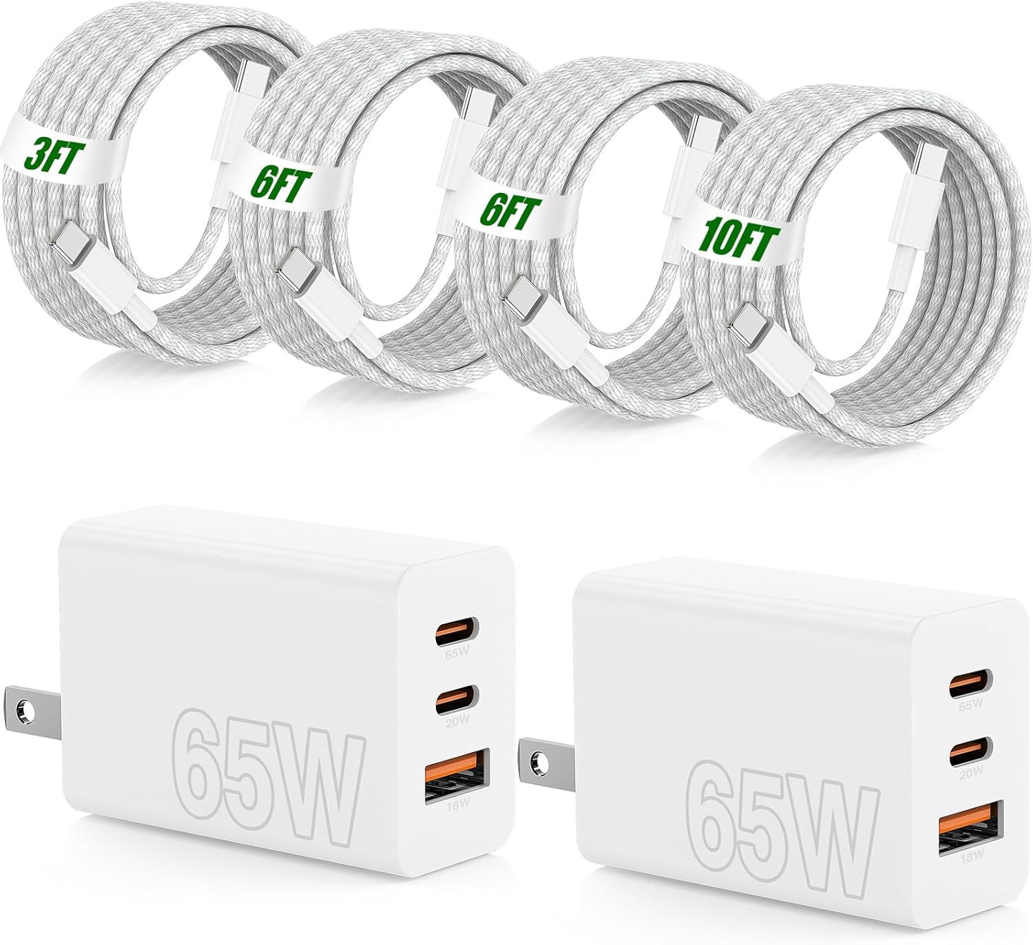 Cargador de carga rápida para iPhone 17 16 15 Pro Max de 65 W, 3 pu...
