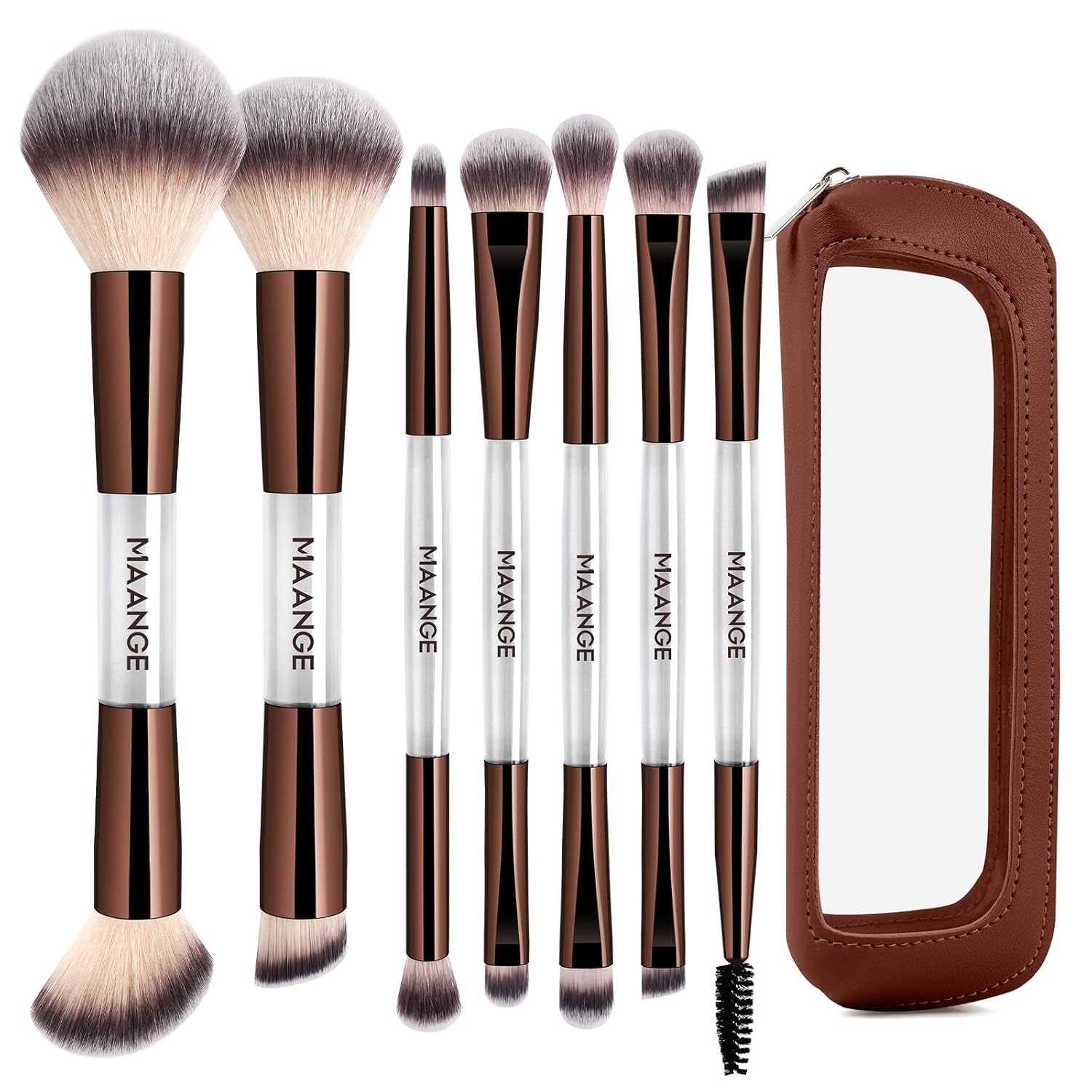 MAANGE Juego de 7 pinceles de maquillaje con bolsa, brochas de maqu...