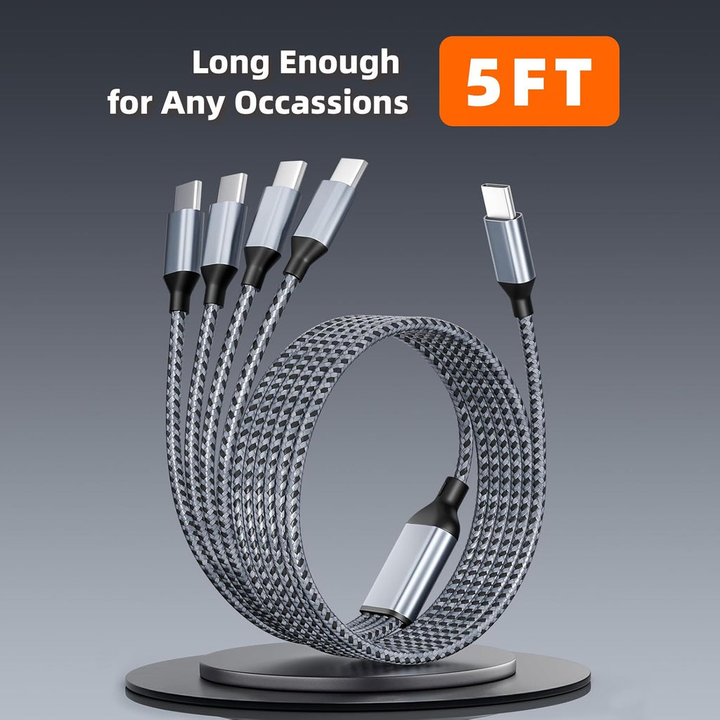 Cable USB C, cable de carga múltiple USB C, cable de carga 4 en 1 c...