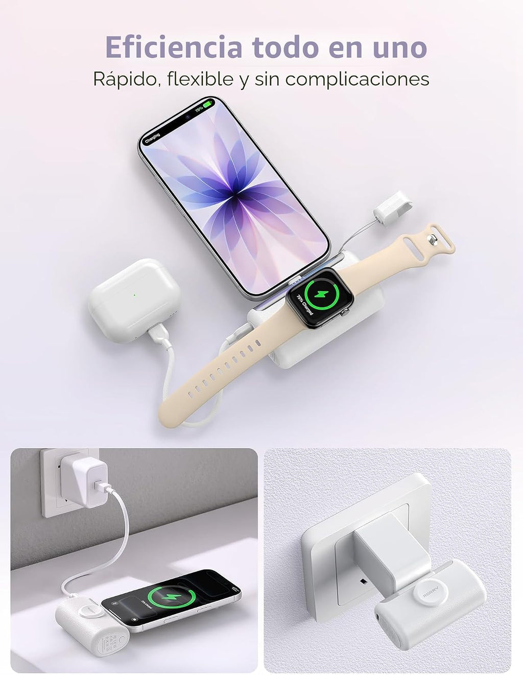 RORRY Mini Cargador Portátil USB C, 10000mAh PD Carga Rápida de 22....