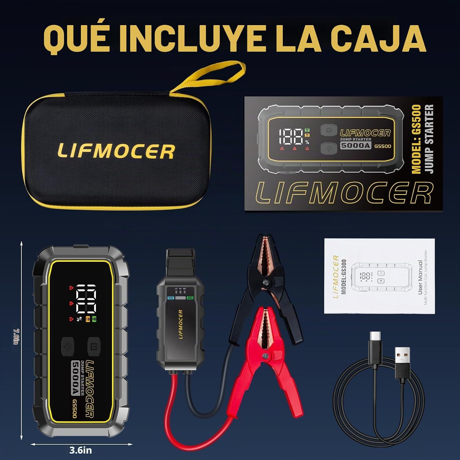 LIFMOCER GS500 Arrancador de Automóvil - Arrancador de Batería de A...