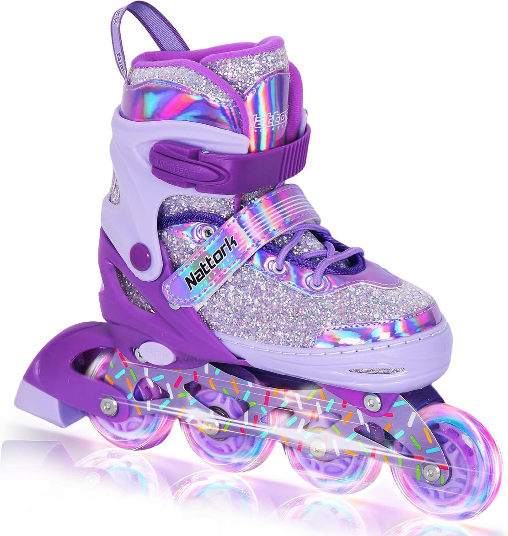 Nattork Inline Skates for Girls Kids, Adjustable Blades Roller Skat...