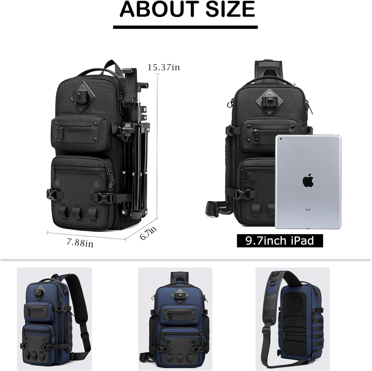 OZUKO Mochila táctica para pecho con bandolera para hombres, mochil...